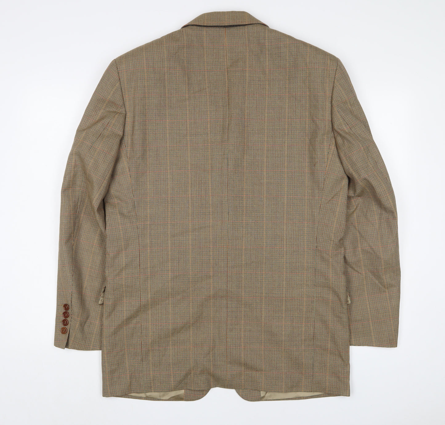 Blazer Mens Brown Plaid Polyester Jacket Suit Jacket Size 38 Regular