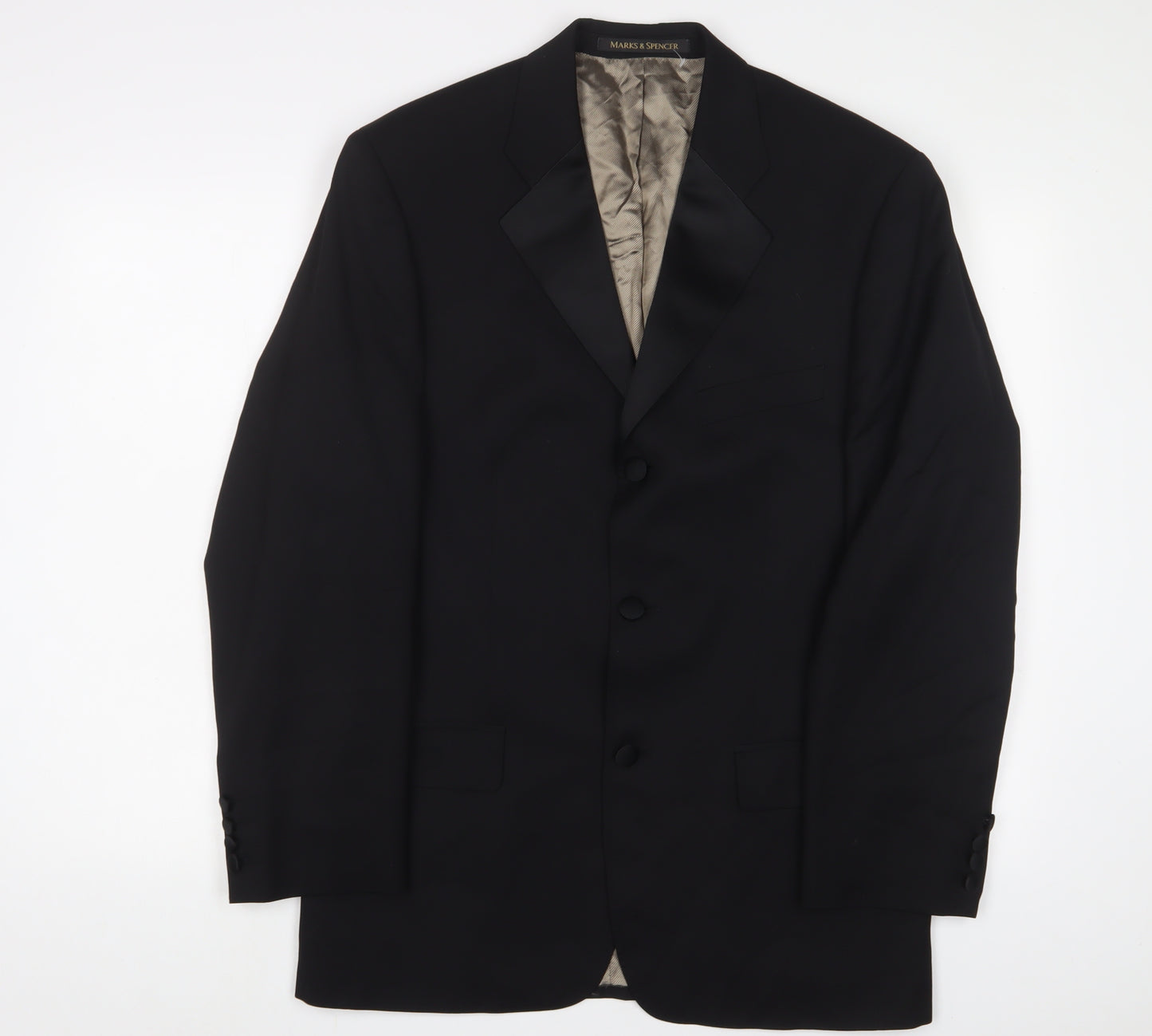 Marks and Spencer Mens Black Wool Jacket Suit Jacket Size 38 Regular