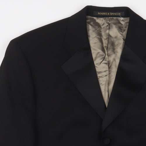 Marks and Spencer Mens Black Wool Jacket Suit Jacket Size 38 Regular