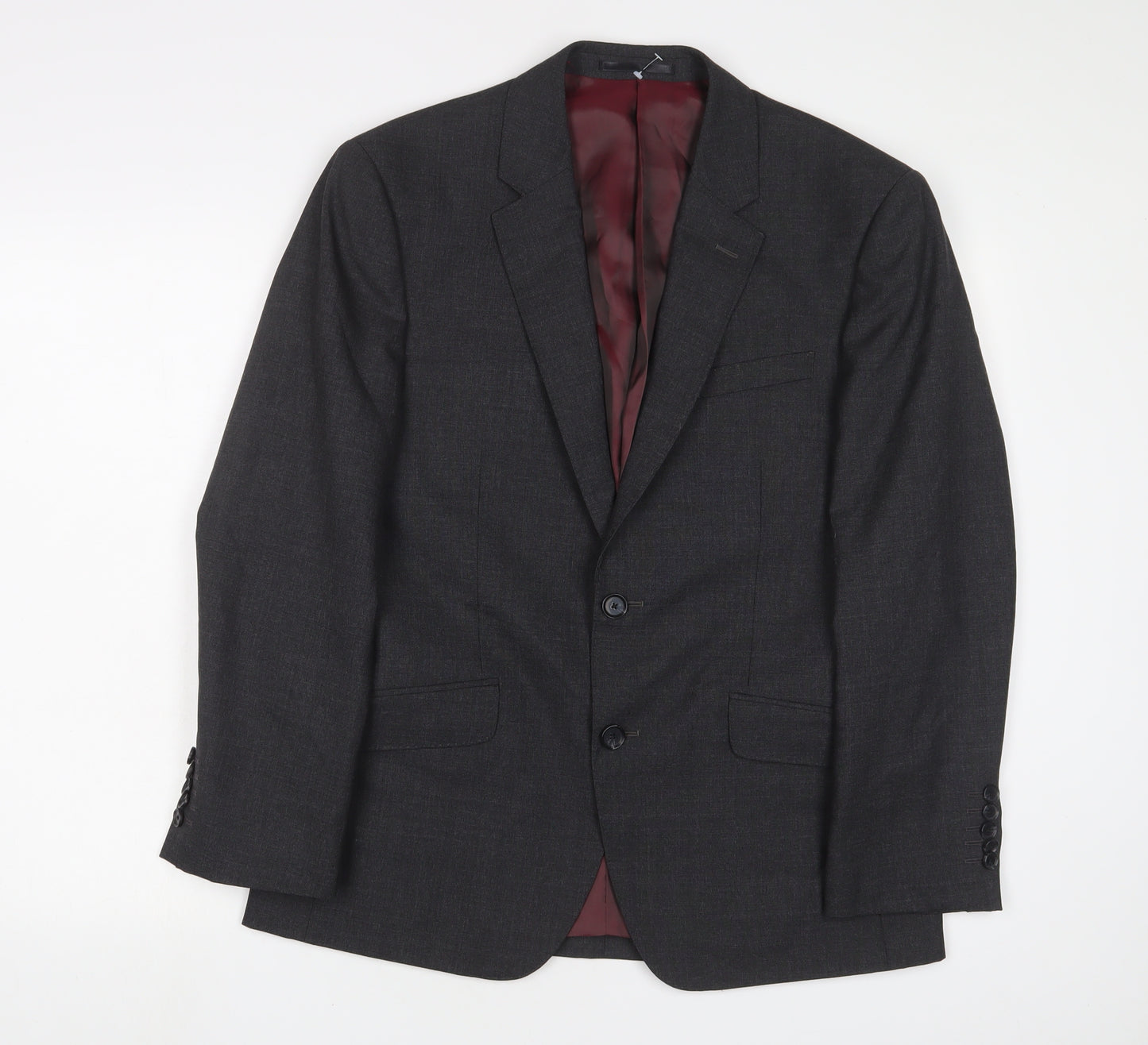 T.M.Lewin Mens Grey Wool Jacket Suit Jacket Size 38 Regular