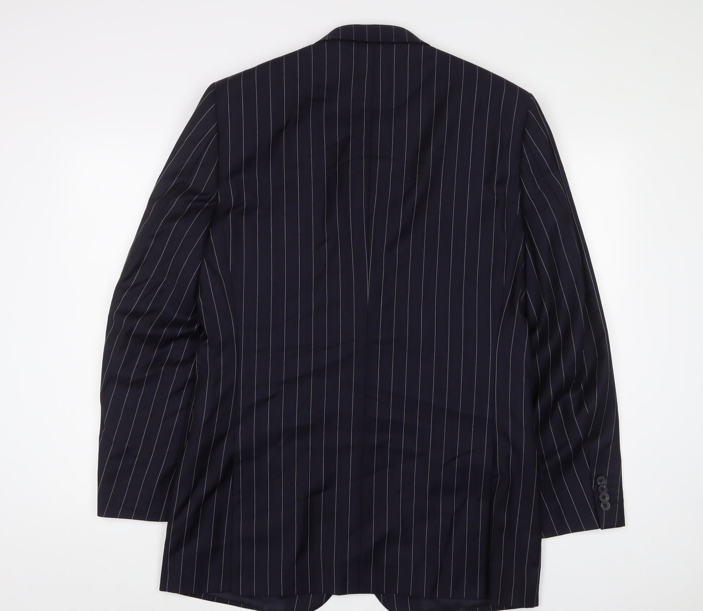 T.M.Lewin Mens Blue Striped Wool Jacket Suit Jacket Size 40 Regular