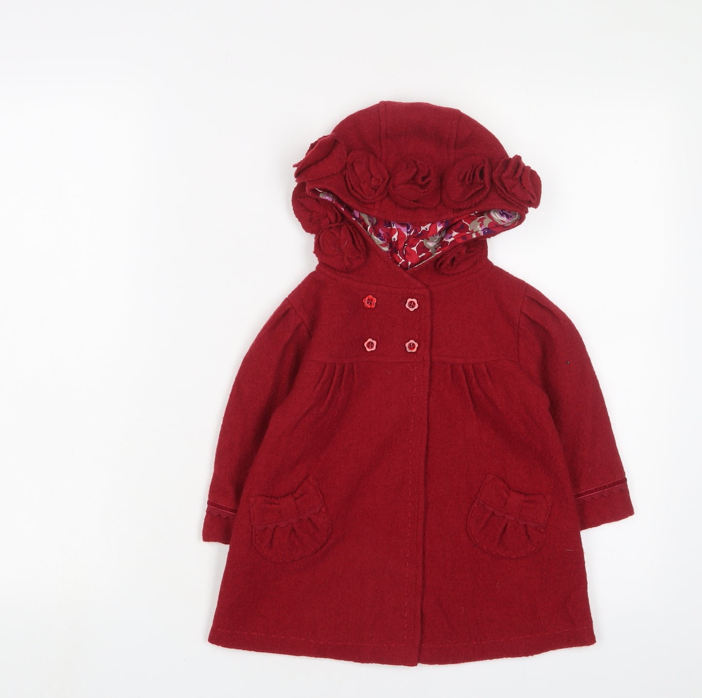 Monsoon Baby Red Jacket Coat Size 12-18 Months Button - Pockets