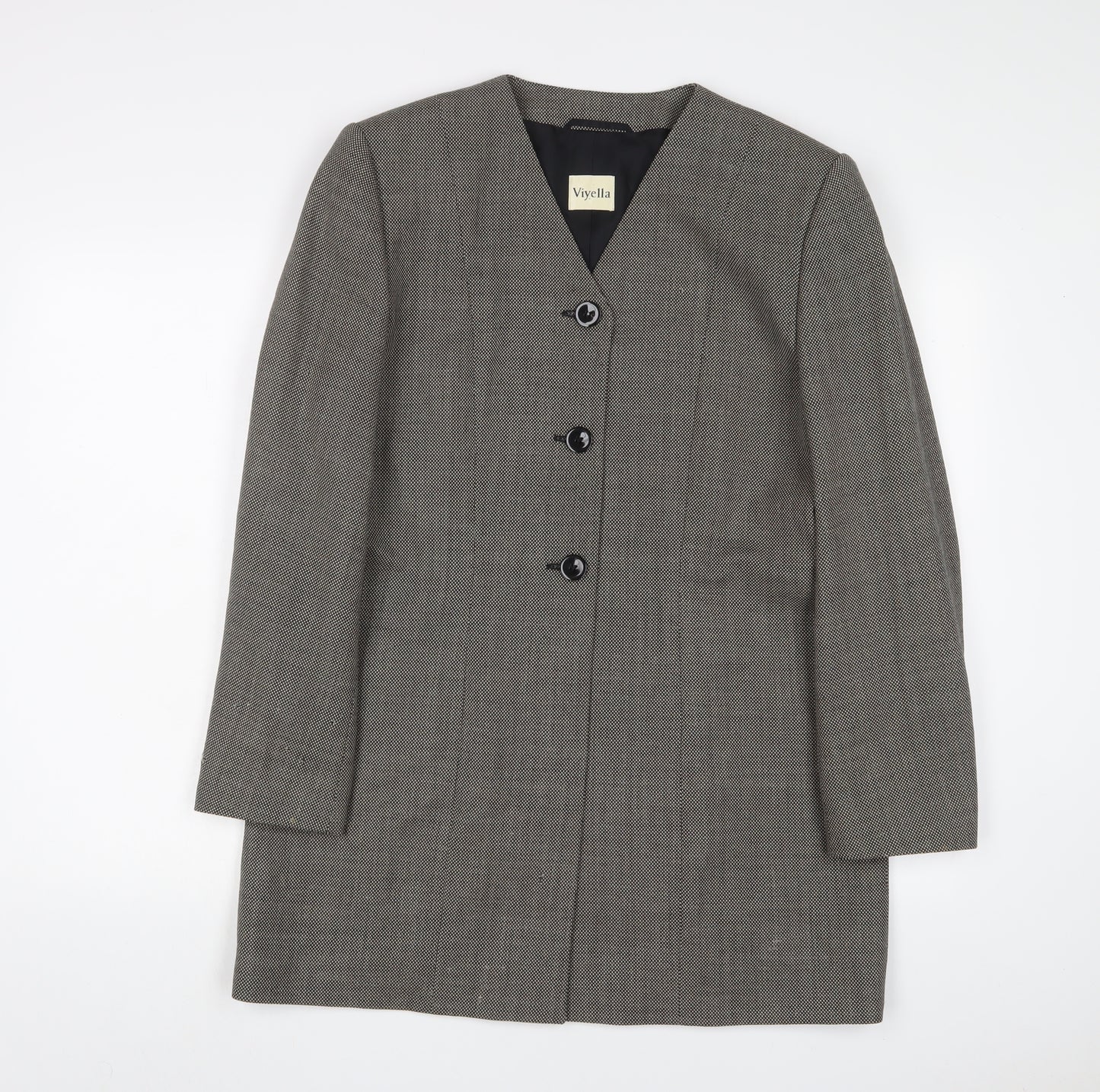 Viyella Womens Brown Plaid Jacket Blazer Size 12 Button