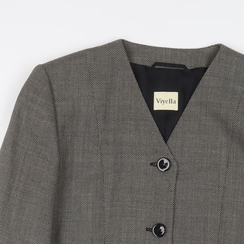 Viyella Womens Brown Plaid Jacket Blazer Size 12 Button