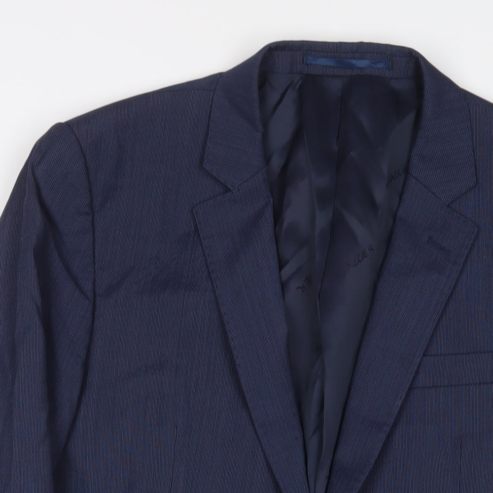 Jaeger Mens Blue Wool Jacket Suit Jacket Size 40 Regular