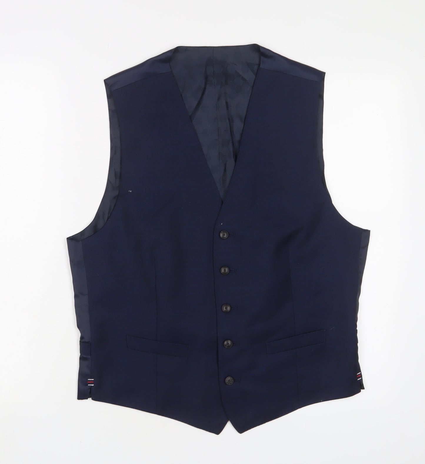 Marks and Spencer Mens Blue Polyester Jacket Suit Waistcoat Size 38 Regular