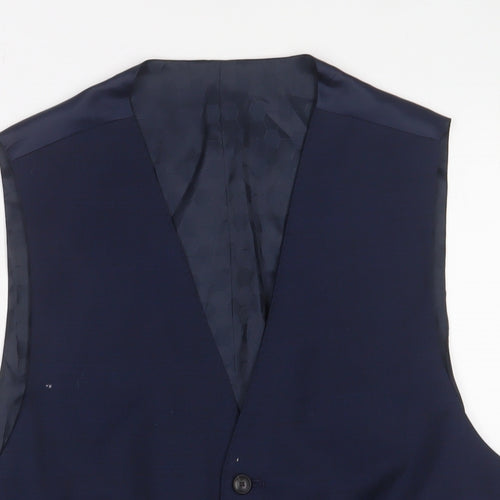 Marks and Spencer Mens Blue Polyester Jacket Suit Waistcoat Size 38 Regular