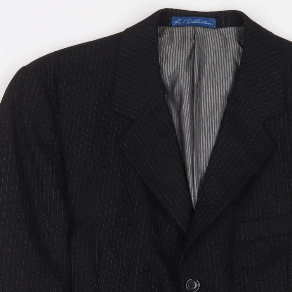 R.I. Collection Mens Black Wool Jacket Suit Jacket Size 40 Regular