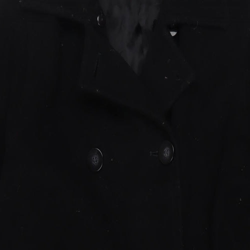 Debenhams Womens Black Overcoat Coat Size 8 Button