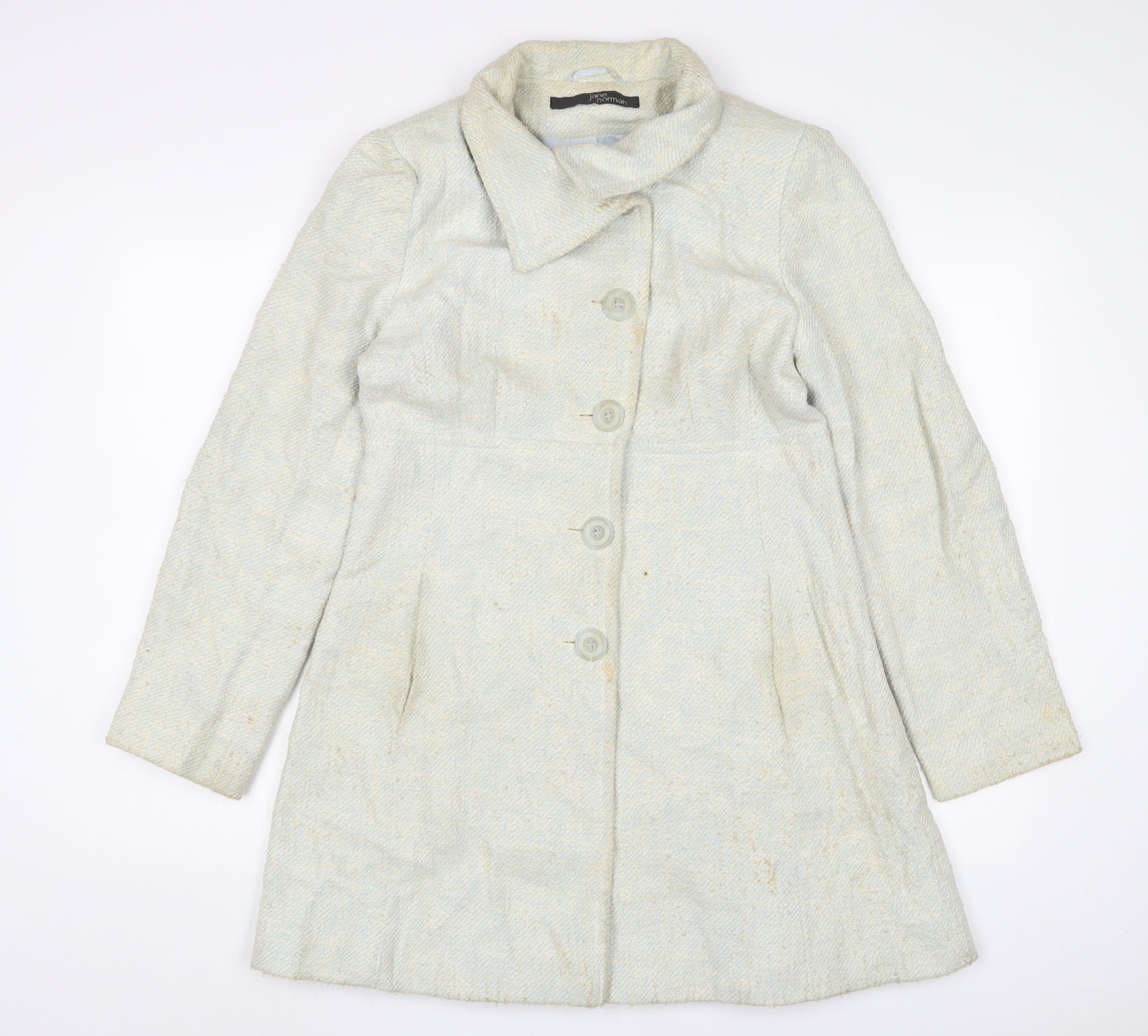 Jane Norman Womens Beige Overcoat Coat Size 12 Button
