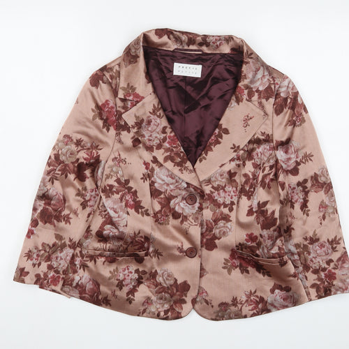 Precis Womens Pink Floral Jacket Blazer Size 12 Button