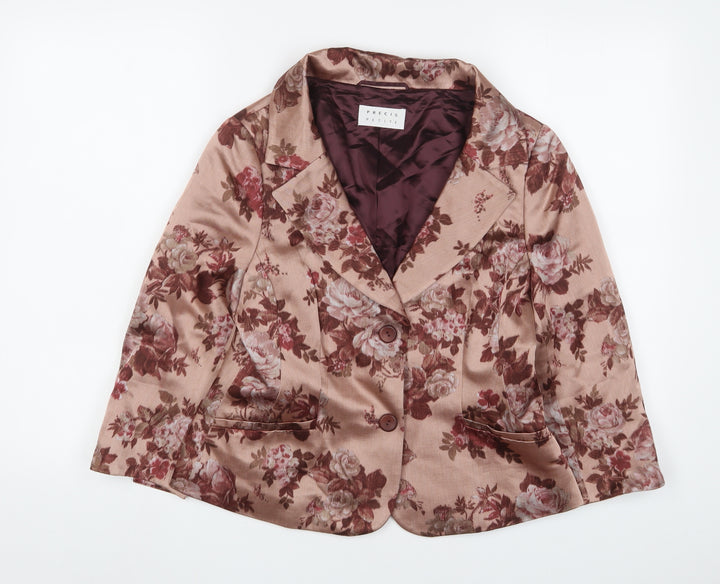 Precis Womens Pink Floral Jacket Blazer Size 12 Button