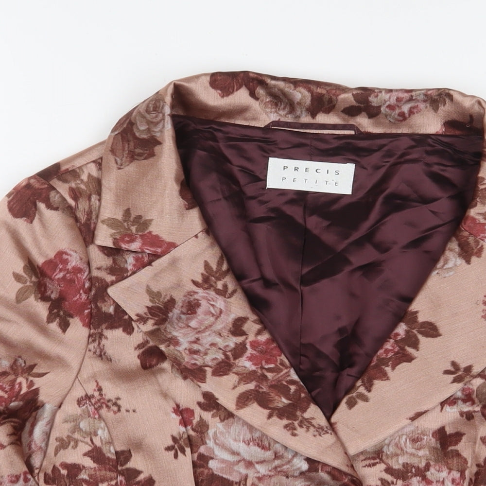 Precis Womens Pink Floral Jacket Blazer Size 12 Button