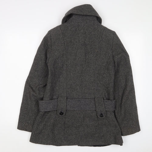 Jane Norman Womens Grey Jacket Coat Size 10 Button - Belted