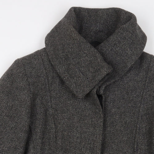 Jane Norman Womens Grey Jacket Coat Size 10 Button - Belted
