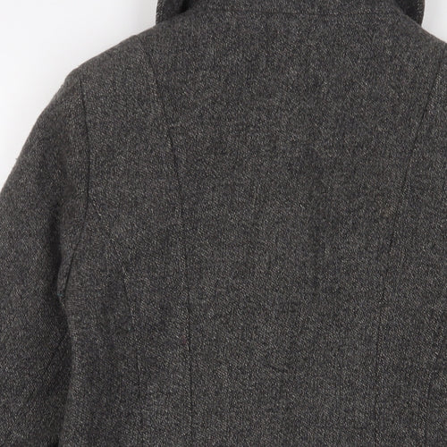 Jane Norman Womens Grey Jacket Coat Size 10 Button - Belted