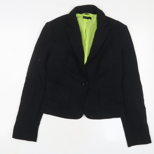 United Colors of Benetton Womens Black Jacket Blazer Size 12 Button