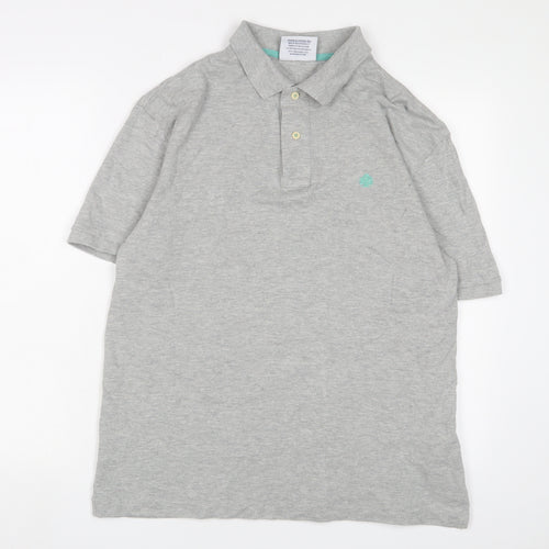 Springfield Mens Grey Cotton Polo Size 2XL Collared Button - Logo, Embroidered