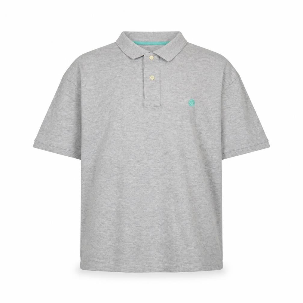 Front view of Springfield men’s grey cotton polo, size 2XL, collared button - logo, embroidered