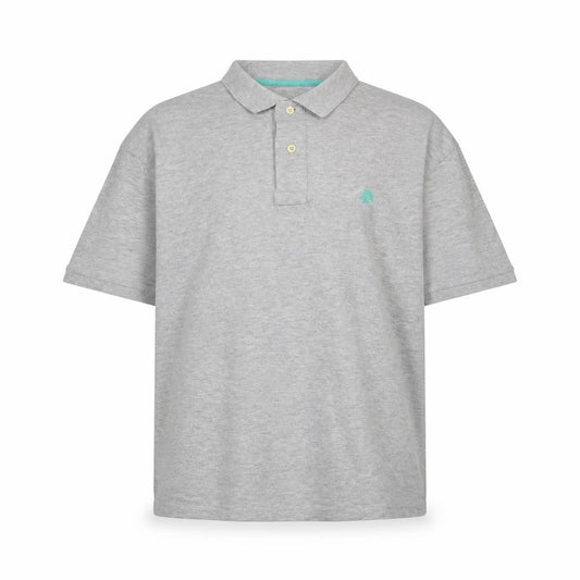 Front view of Springfield men’s grey cotton polo, size 2XL, collared button - logo, embroidered