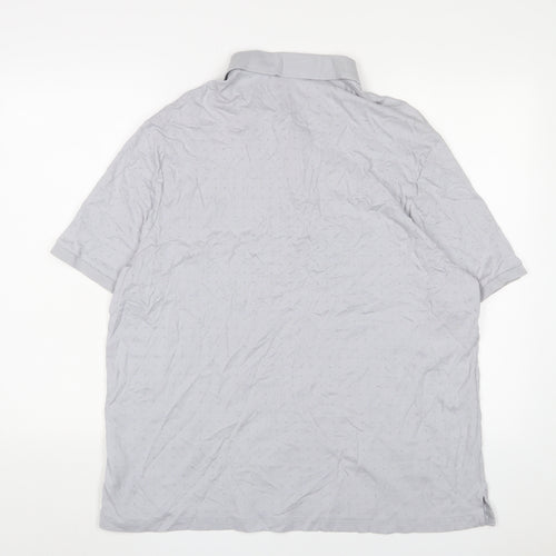 Marks and Spencer Mens Grey Cotton Polo Size 2XL Collared Button