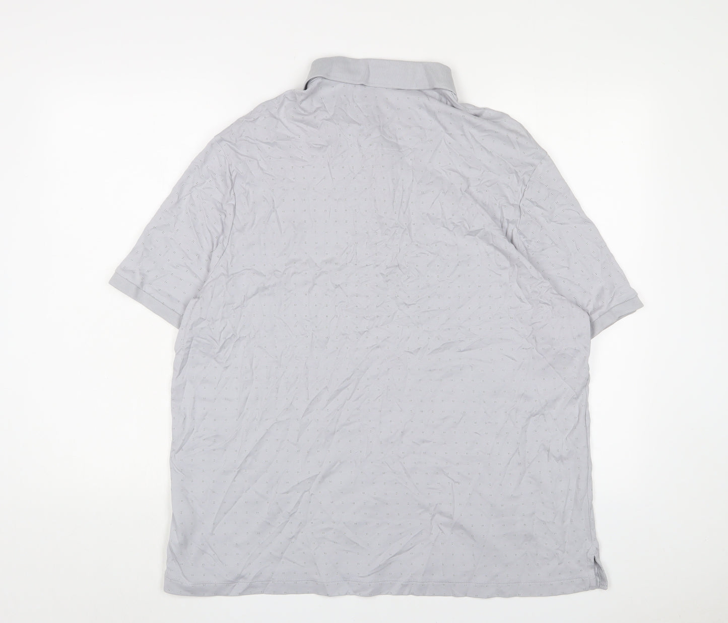 Marks and Spencer Mens Grey Cotton Polo Size 2XL Collared Button