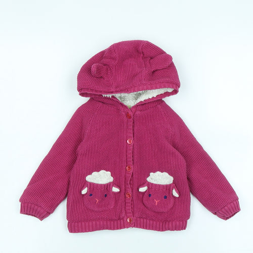 John Lewis Girls Pink Jacket Size 12-18 Months Button