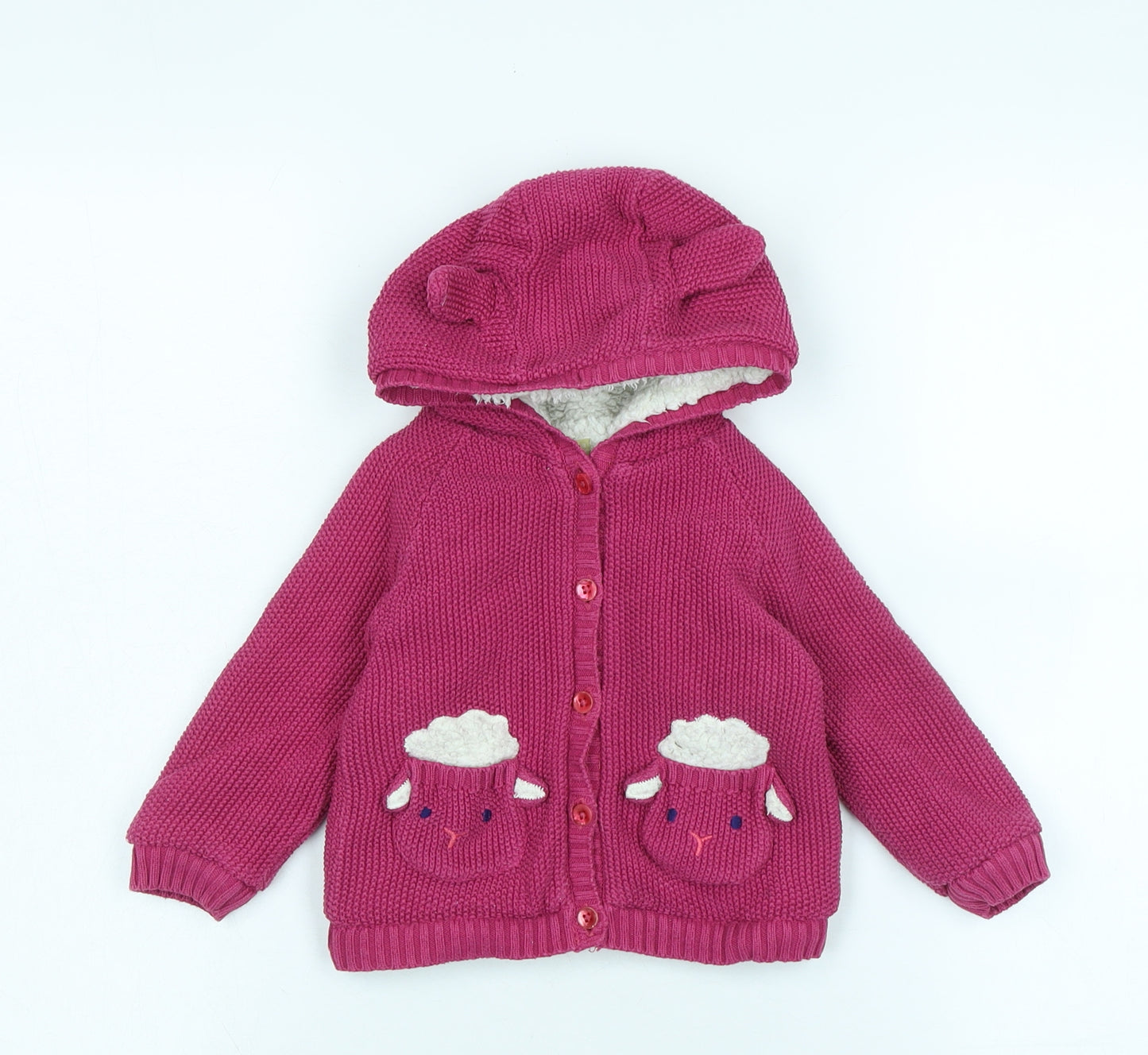 John Lewis Girls Pink Jacket Size 12-18 Months Button