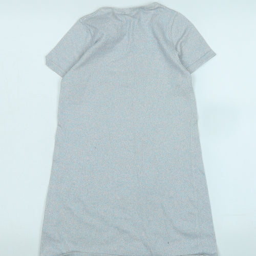 H&M Girls Blue Cotton A-Line Size 12-13 Years Scoop Neck - Glittery effect