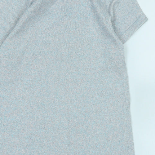 H&M Girls Blue Cotton A-Line Size 12-13 Years Scoop Neck - Glittery effect