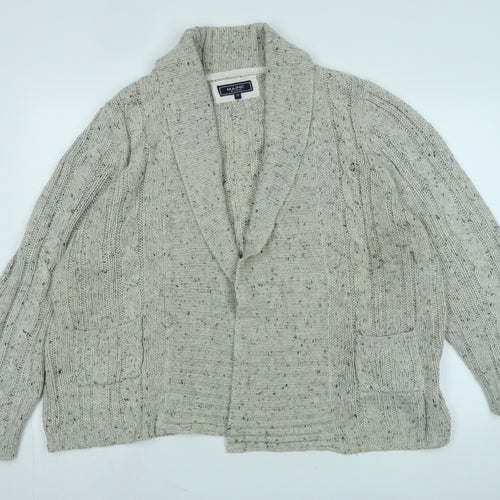 Maine Womens Beige Collared Acrylic Cardigan Jumper Size 20