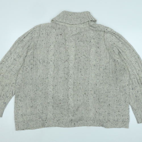 Maine Womens Beige Collared Acrylic Cardigan Jumper Size 20