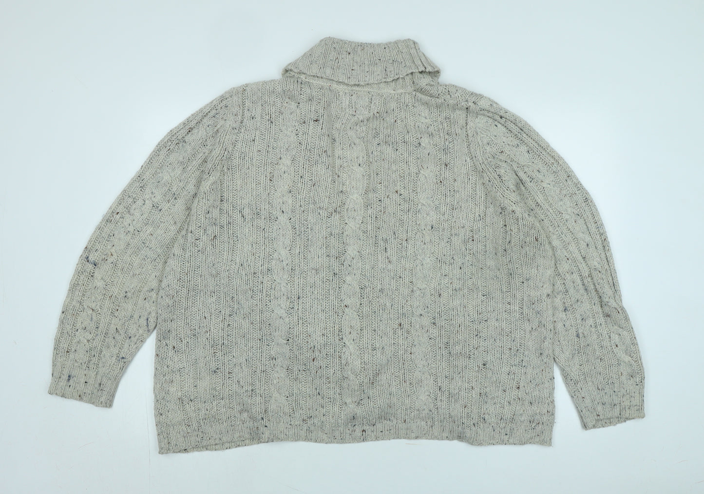 Maine Womens Beige Collared Acrylic Cardigan Jumper Size 20
