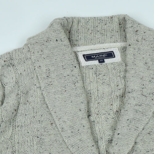 Maine Womens Beige Collared Acrylic Cardigan Jumper Size 20