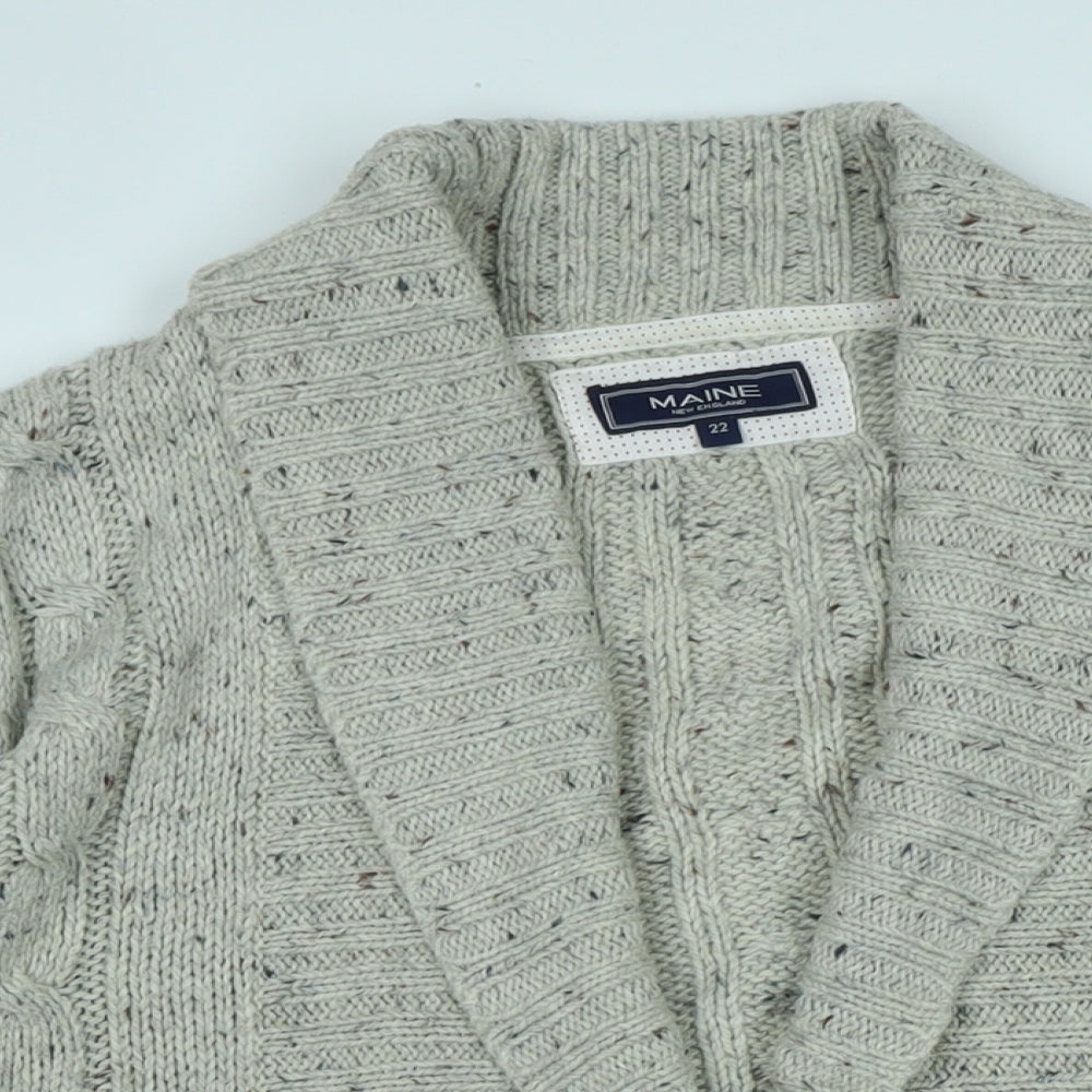 Maine Womens Beige Collared Acrylic Cardigan Jumper Size 20