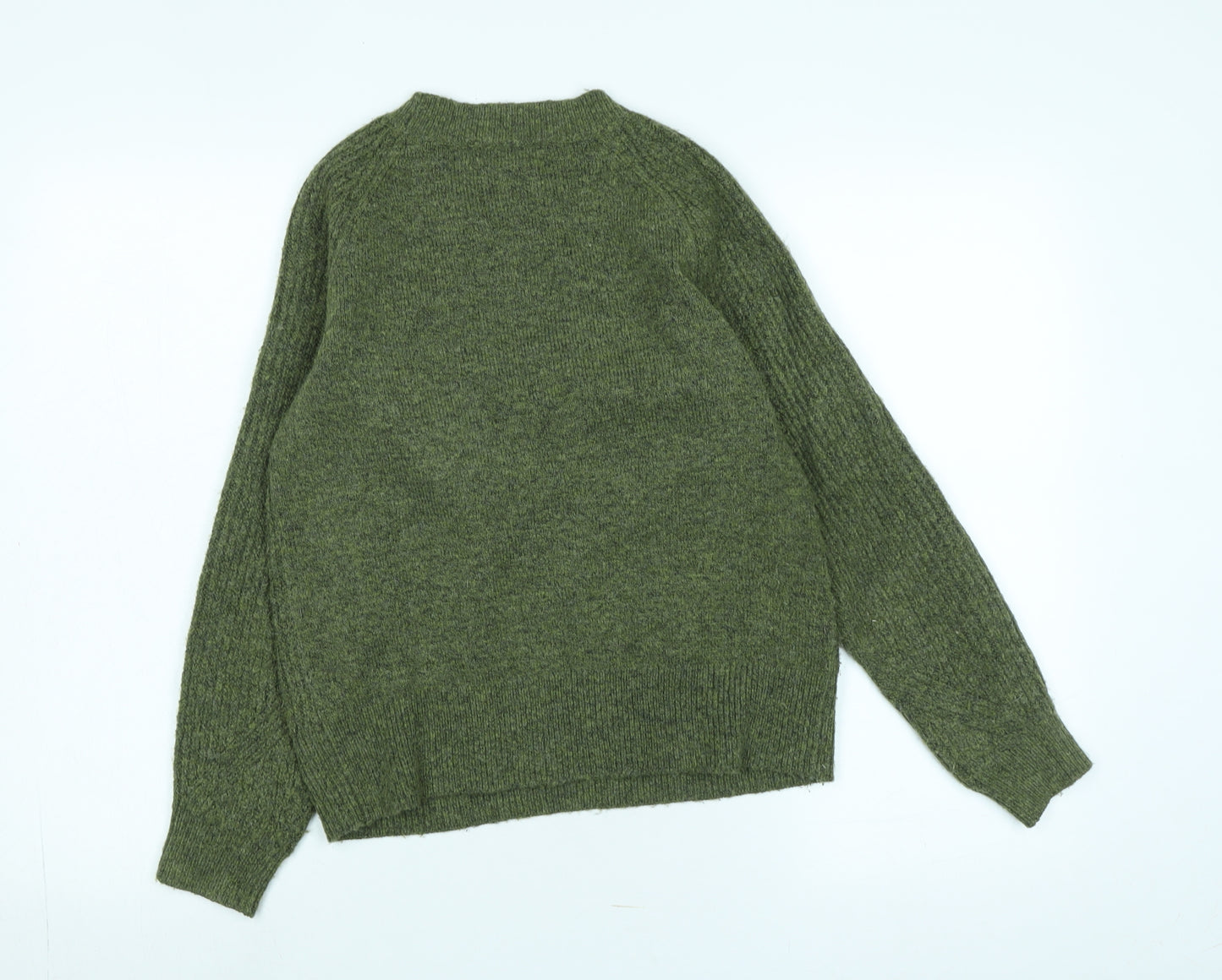 Marks and Spencer Womens Green Crew Neck Polyester Pullover Jumper Size XS