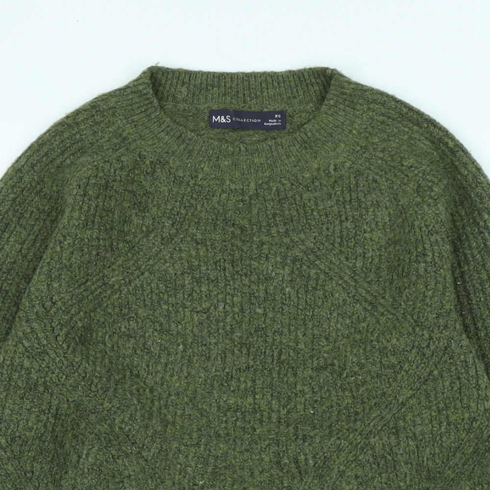 Marks and Spencer Womens Green Crew Neck Polyester Pullover Jumper Size XS