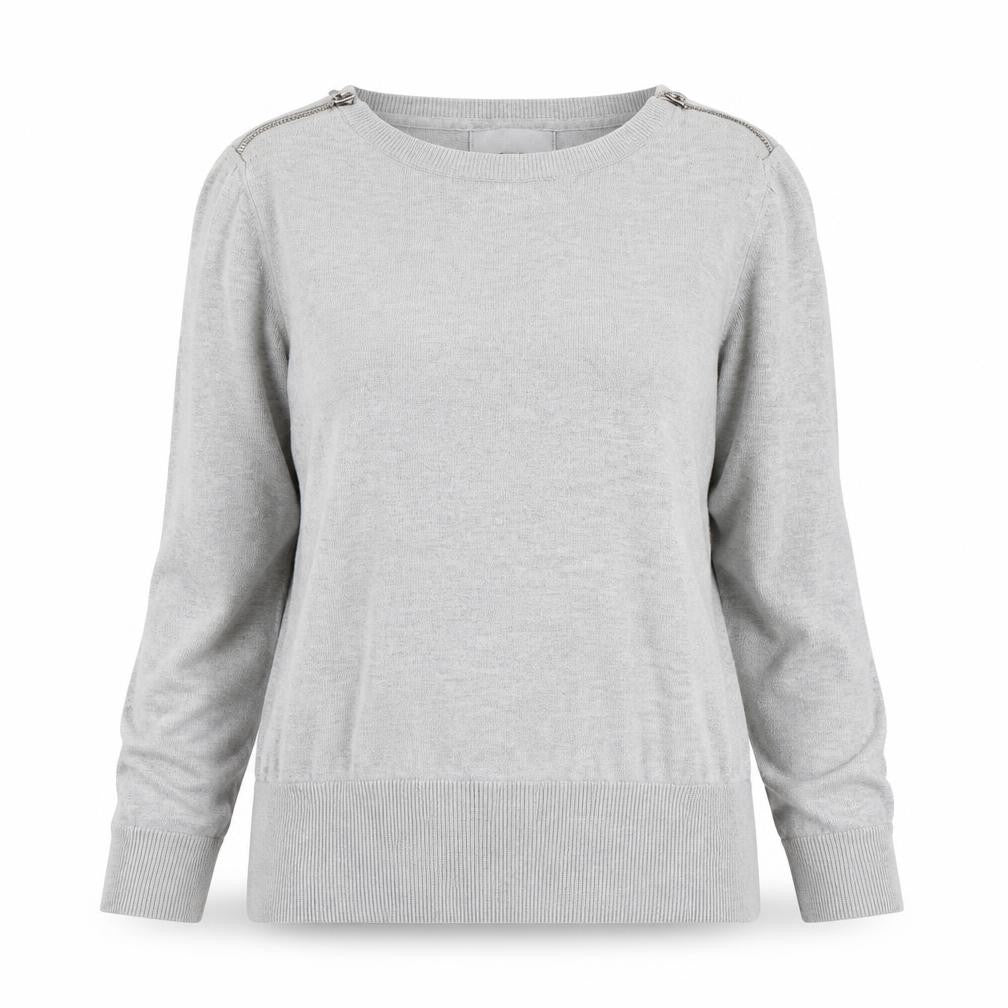 Front view of RedHead women’s grey crew neck viscose jumper, size UK 12
