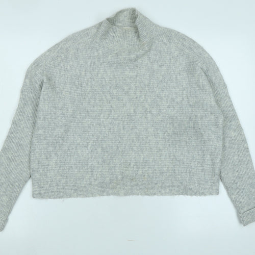 Miss Selfridge Womens Grey Mock Neck Polyester Pullover Jumper Size 6