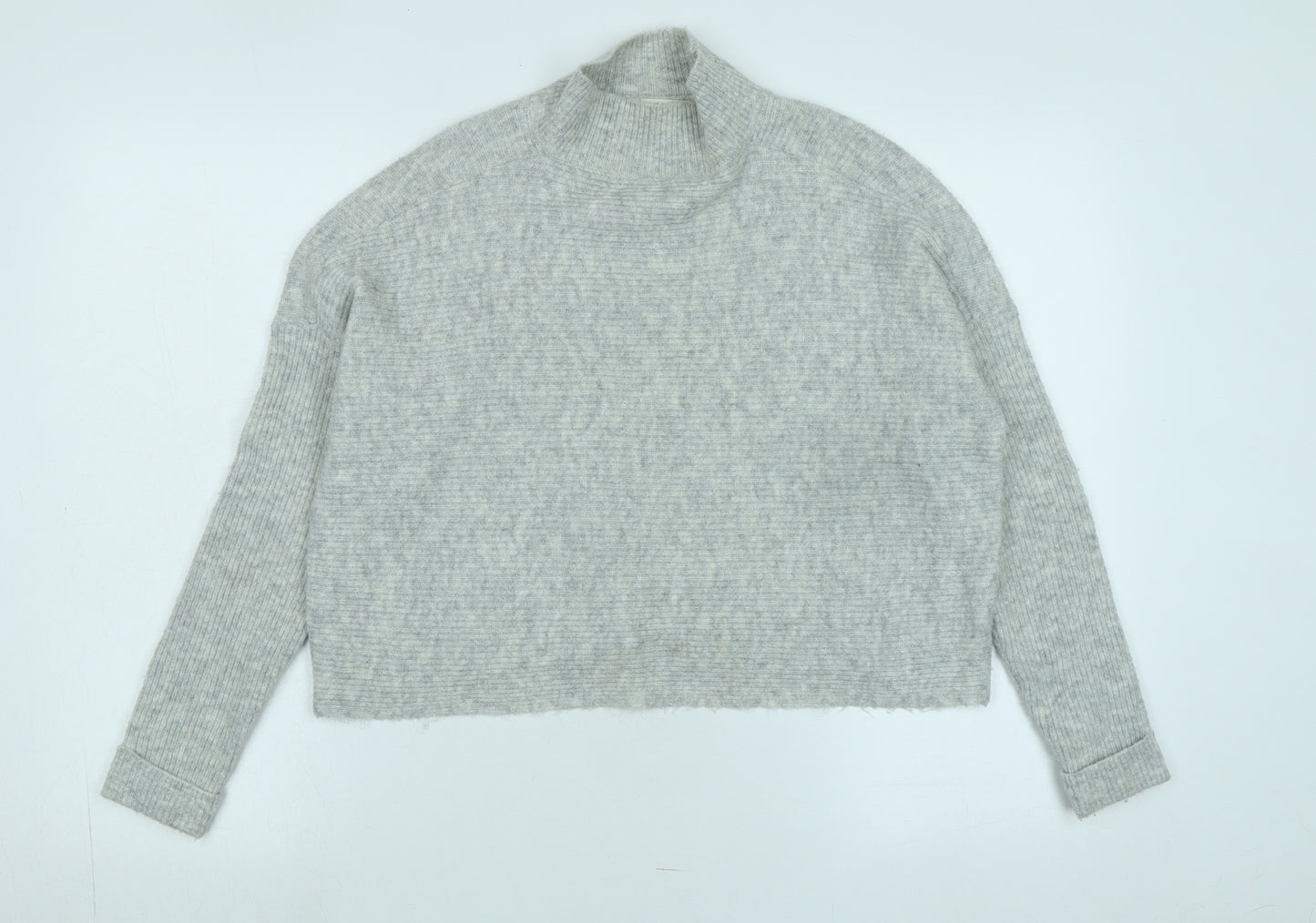 Miss Selfridge Womens Grey Mock Neck Polyester Pullover Jumper Size 6