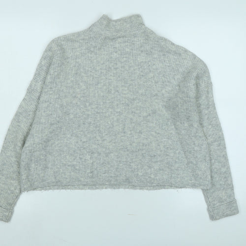 Miss Selfridge Womens Grey Mock Neck Polyester Pullover Jumper Size 6