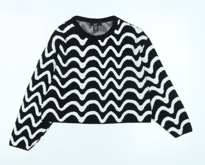 New Look Girls Black Crew Neck Acrylic Pullover Jumper Size 10-11 Years