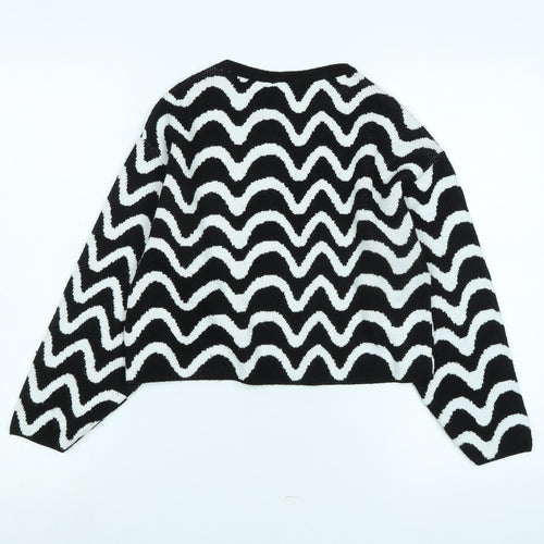 New Look Girls Black Crew Neck Acrylic Pullover Jumper Size 10-11 Years