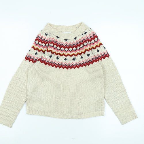 abcd'R Girls Multicoloured Crew Neck Fair Isle Polyamide Pullover Jumper Size 9-10 Years