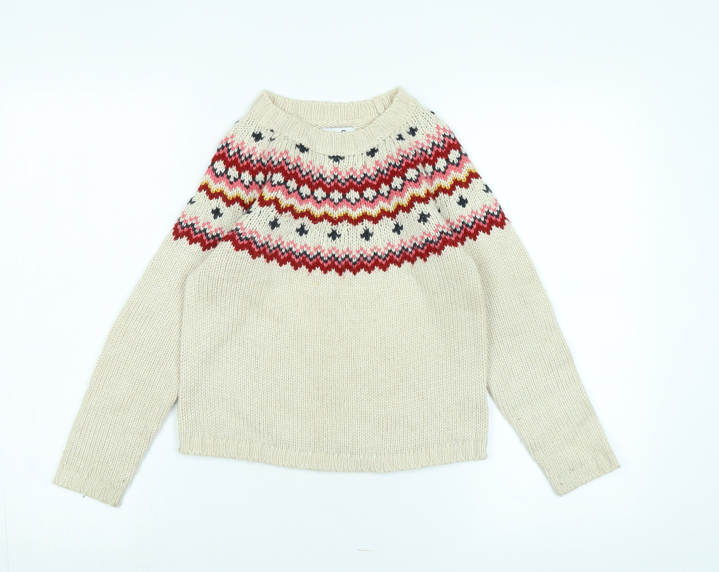 abcd'R Girls Multicoloured Crew Neck Fair Isle Polyamide Pullover Jumper Size 9-10 Years