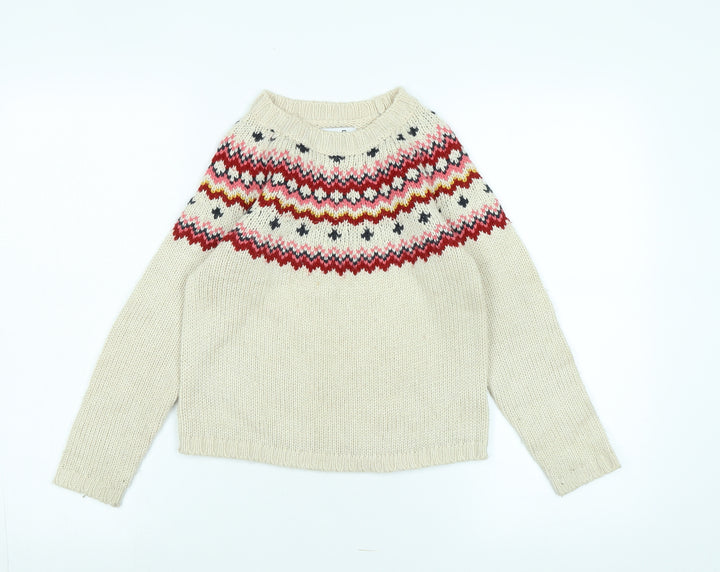 abcd'R Girls Multicoloured Crew Neck Fair Isle Polyamide Pullover Jumper Size 9-10 Years