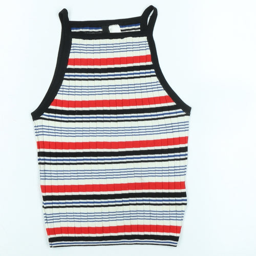 Divided Womens Multicoloured Square Neck Striped Polyimide Vest Jumper Size XS