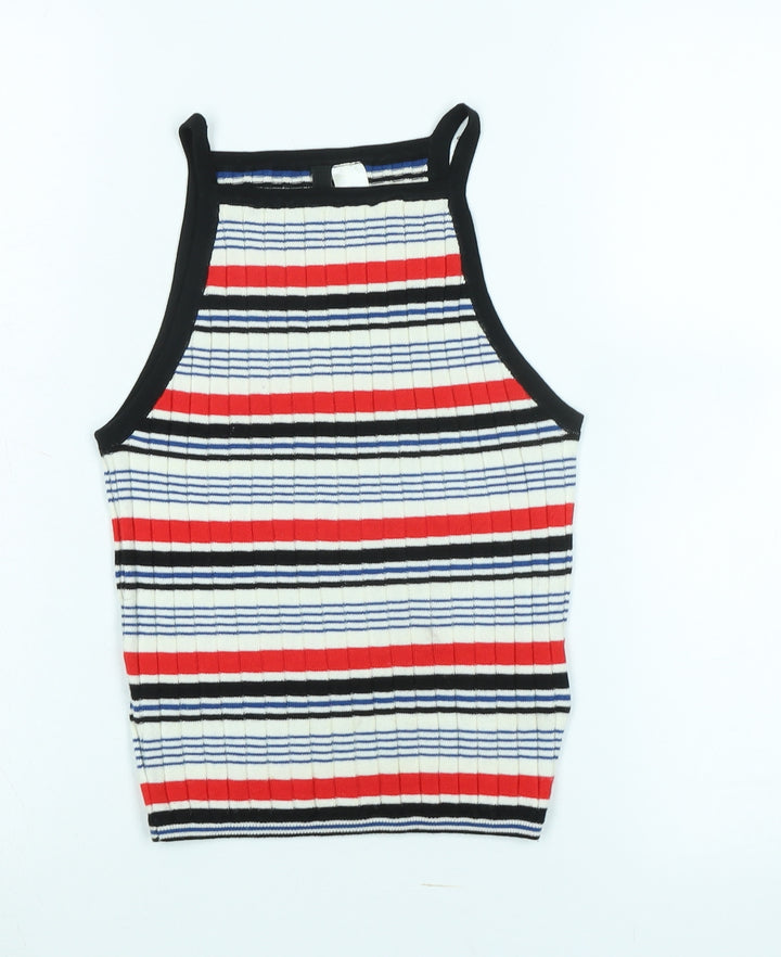 Divided Womens Multicoloured Square Neck Striped Polyimide Vest Jumper Size XS