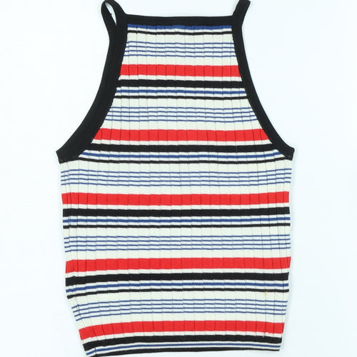 Divided Womens Multicoloured Square Neck Striped Polyimide Vest Jumper Size XS