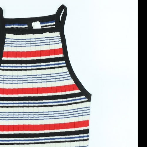 Divided Womens Multicoloured Square Neck Striped Polyimide Vest Jumper Size XS